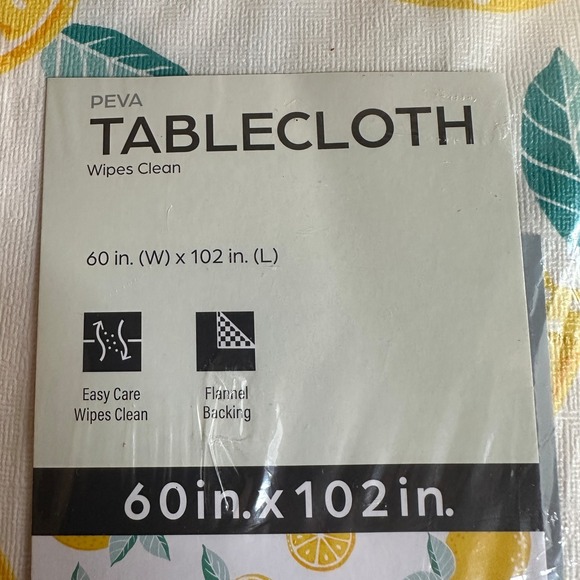60 x 102 Peva Vinyl Heavy Tablecloth with‎ Flannel Backing Lemons - Picture 4 of 5
